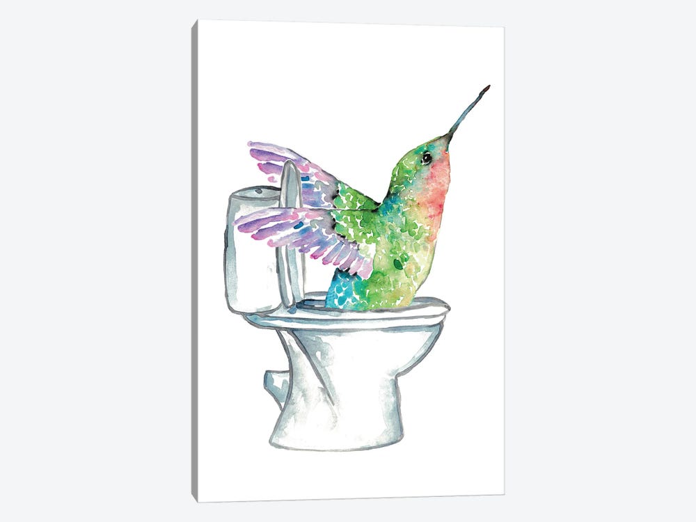 Hummingbird Toilet by Maryna Salagub 1-piece Canvas Art Print