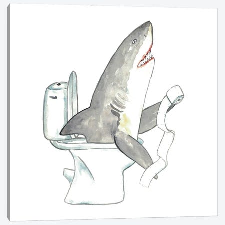Shark Toilet Canvas Print #MSG144} by Maryna Salagub Canvas Art