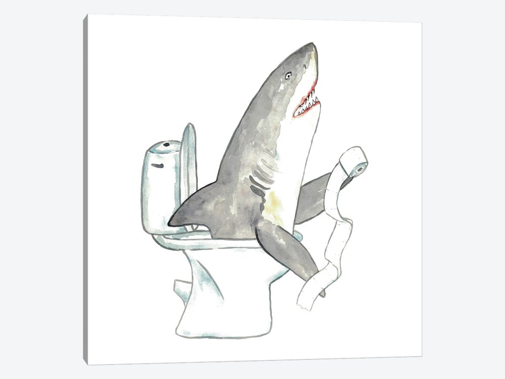 Shark Toilet by Maryna Salagub 1-piece Canvas Art Print