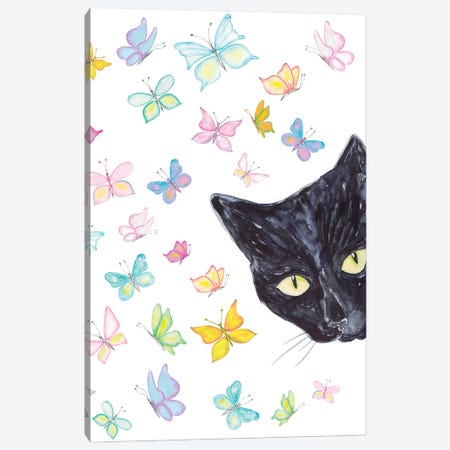 Cat Peeking Canvas Print #MSG14} by Maryna Salagub Canvas Artwork