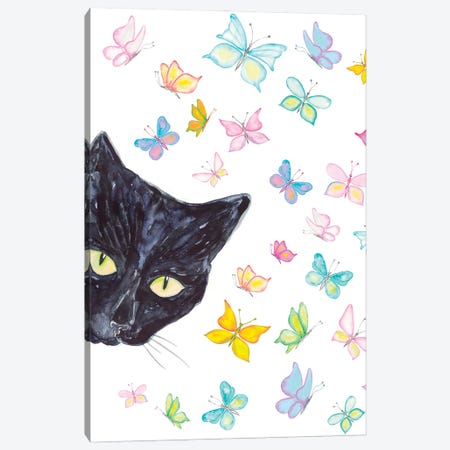 Cat Peeking Art Canvas Print #MSG16} by Maryna Salagub Canvas Art