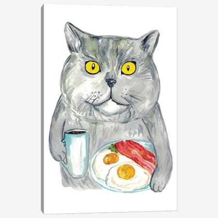 Cat Breakfast Canvas Print #MSG20} by Maryna Salagub Canvas Artwork