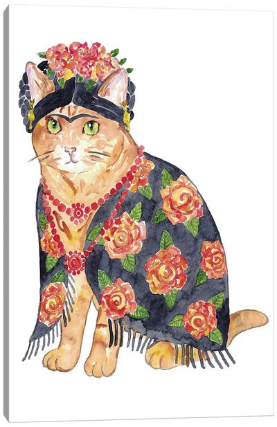 Cat Frida Art Canvas Art Print - Maryna Salagub