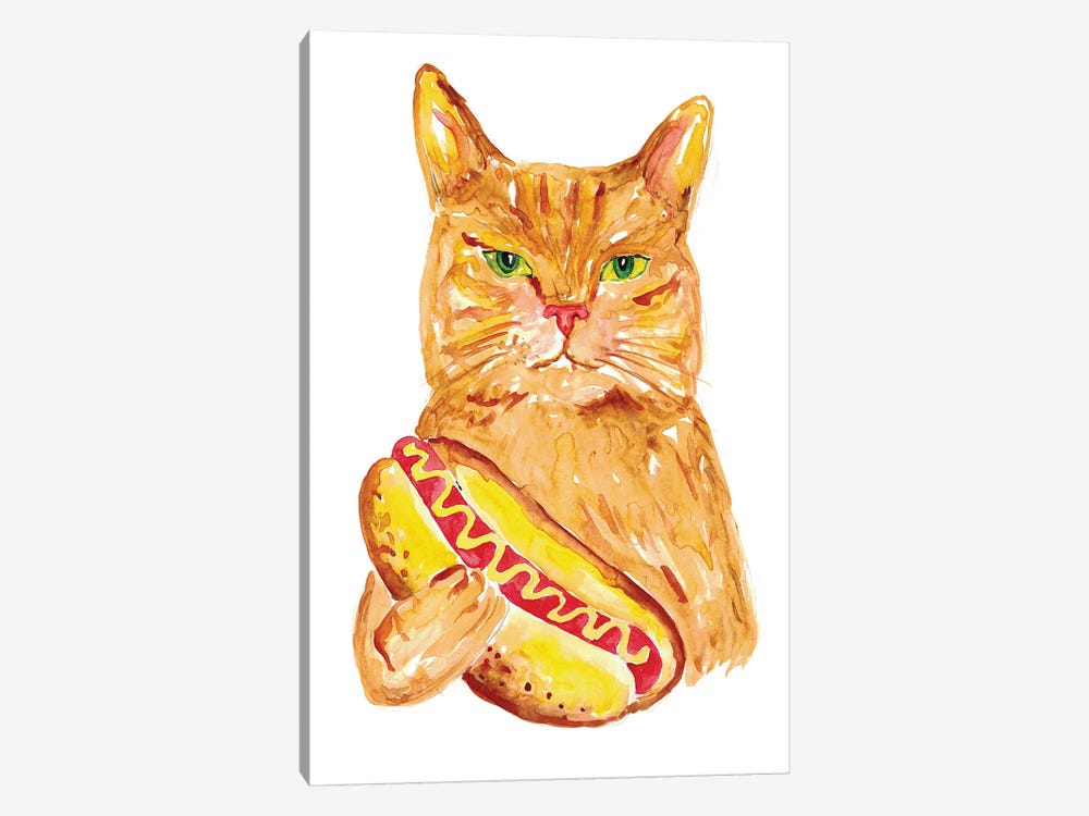 Hotdog Cat by Maryna Salagub 1-piece Canvas Art Print