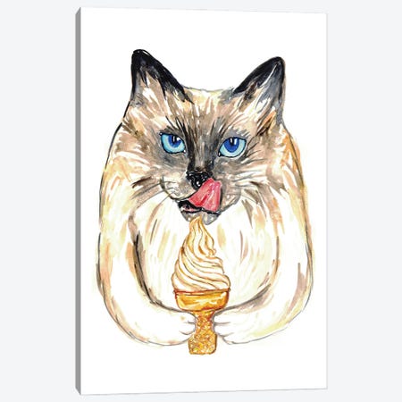 Cat Icecream Canvas Print #MSG27} by Maryna Salagub Art Print