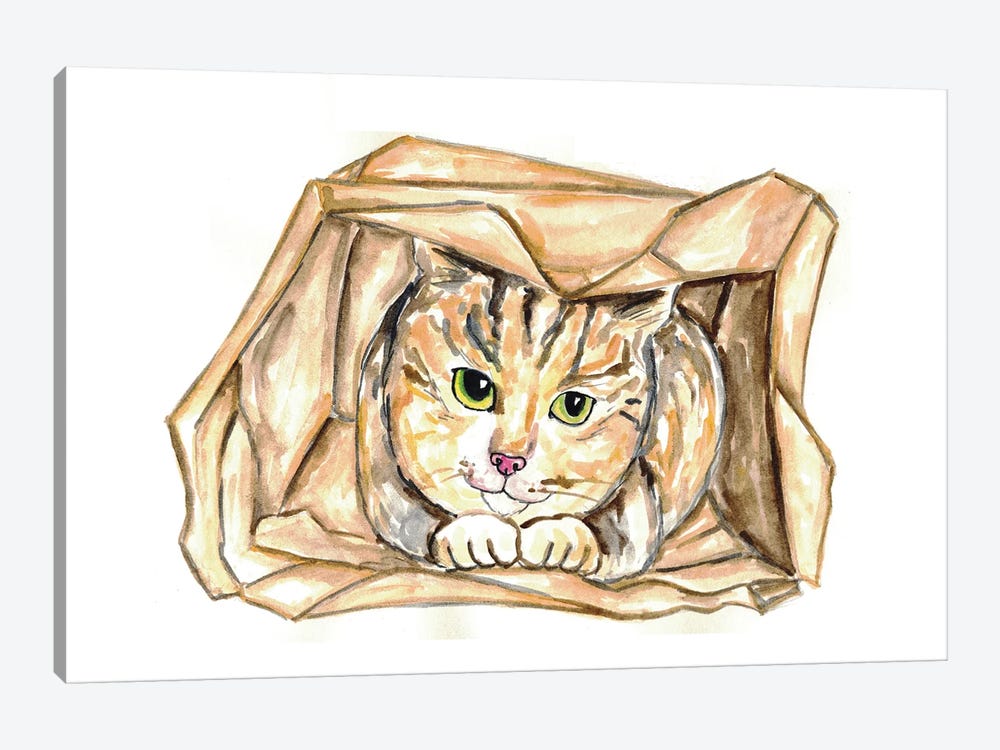 Cat In Bag by Maryna Salagub 1-piece Canvas Wall Art