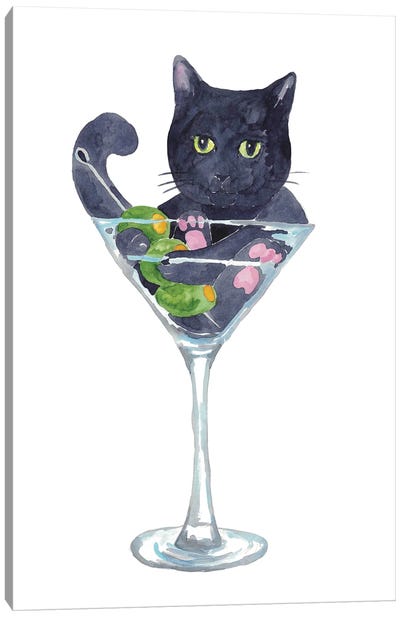 Cat Martini Canvas Art Print - Martini