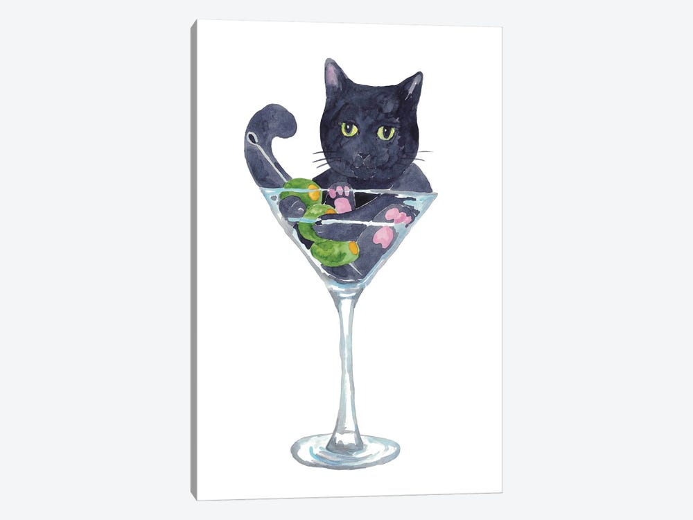 Cat Martini by Maryna Salagub 1-piece Canvas Print