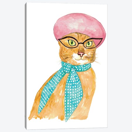 Cat In Hat Canvas Print #MSG34} by Maryna Salagub Canvas Art