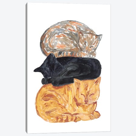 Cat Pile Canvas Print #MSG35} by Maryna Salagub Canvas Artwork