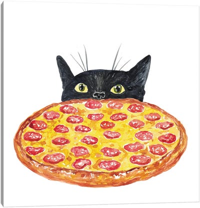 Cat Pizza Canvas Art Print - Pizza Art