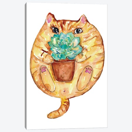 Cat Succulent Canvas Print #MSG42} by Maryna Salagub Canvas Art