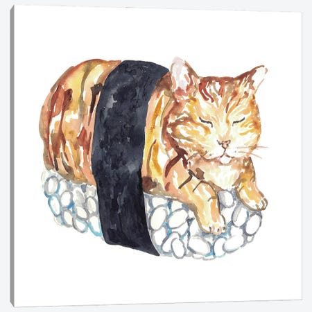 Cat Sushi Canvas Print #MSG43} by Maryna Salagub Canvas Wall Art