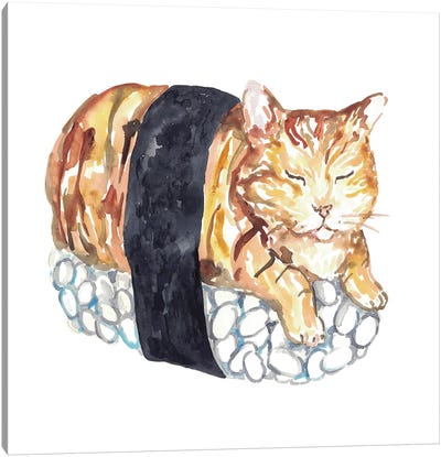 Cat Sushi Canvas Art Print - Asian Cuisine Art