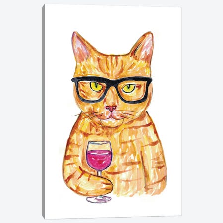Cat Wine Canvas Print #MSG45} by Maryna Salagub Art Print