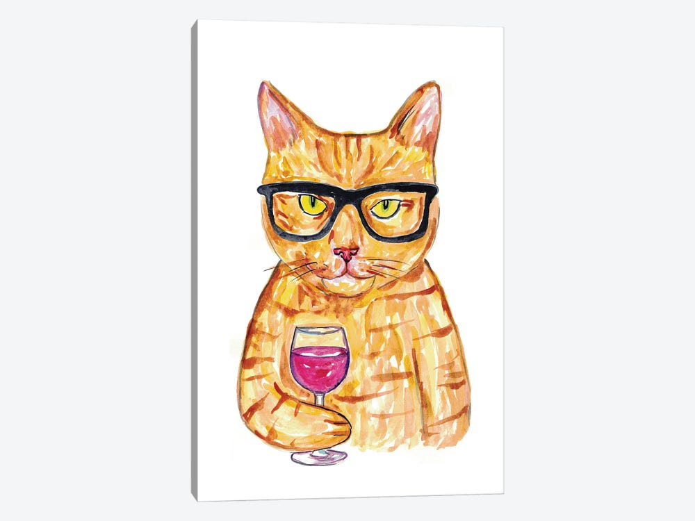 Cat Wine by Maryna Salagub 1-piece Art Print