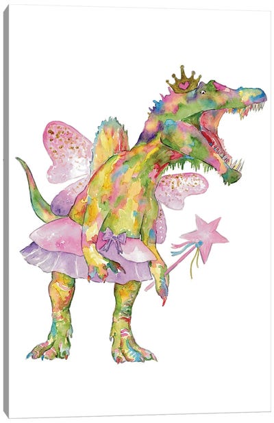 Dinosaur Fairy Canvas Art Print - Prehistoric Animal Art