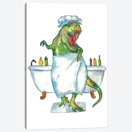 Dinosaur Bath Canvas Print #MSG53} by Maryna Salagub Art Print