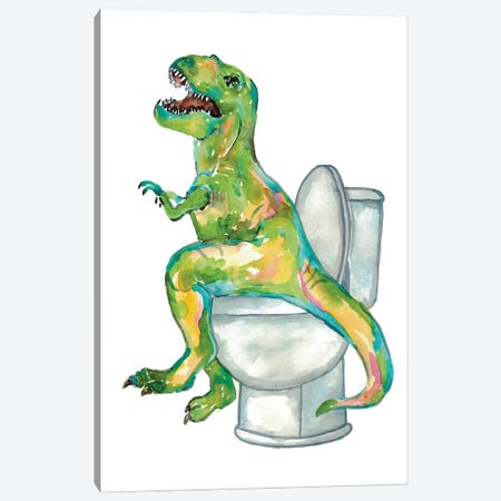 Dinosaur Toilet Canvas Print #MSG54} by Maryna Salagub Canvas Artwork