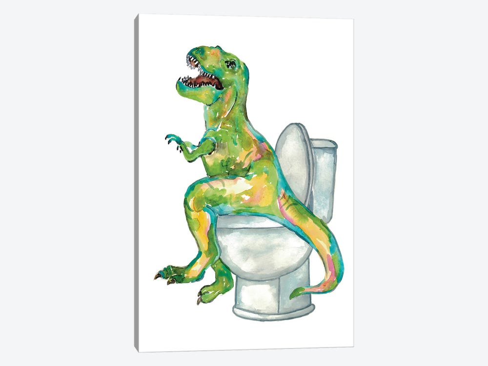 Dinosaur Toilet by Maryna Salagub 1-piece Canvas Art Print