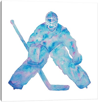 Hockey Art Blue Canvas Art Print - Hockey Art