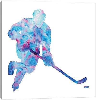 Hockey Watercolor Canvas Art Print - Hockey Art
