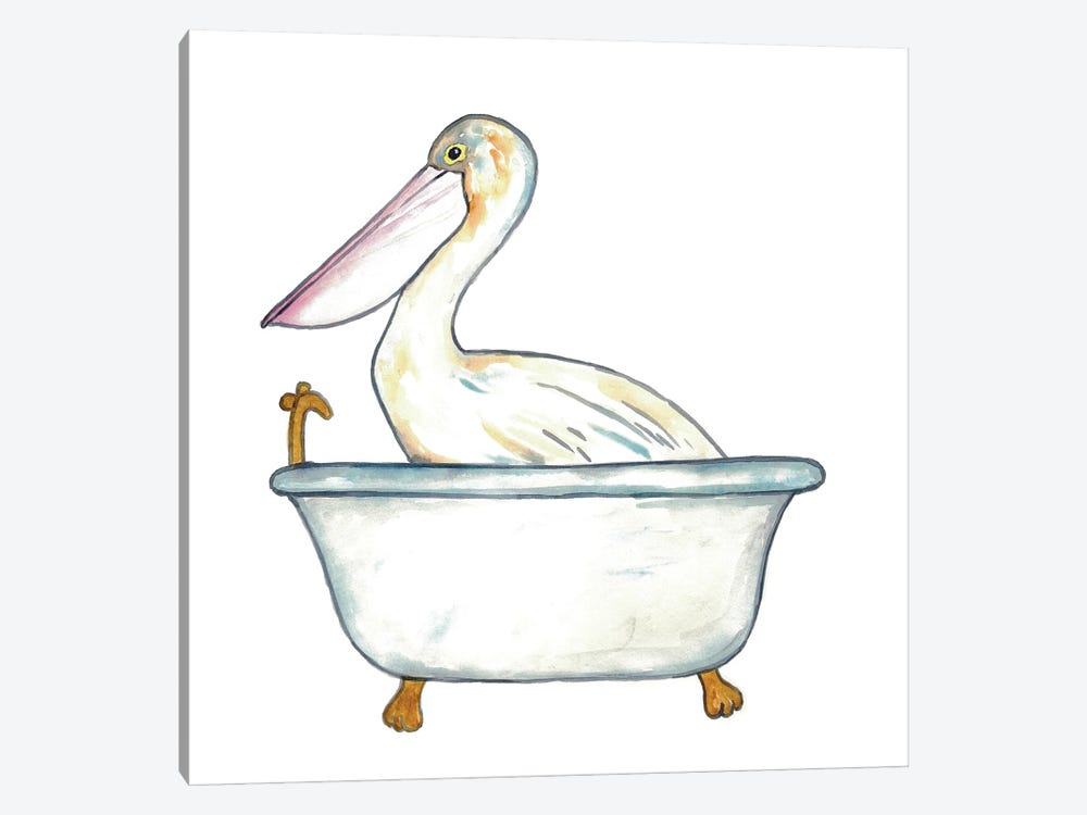 Pelican Bath by Maryna Salagub 1-piece Art Print