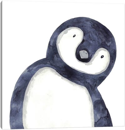 Penguin Peeking Canvas Art Print - Penguin Art