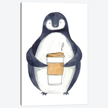 Penguin Coffee Canvas Print #MSG94} by Maryna Salagub Canvas Wall Art