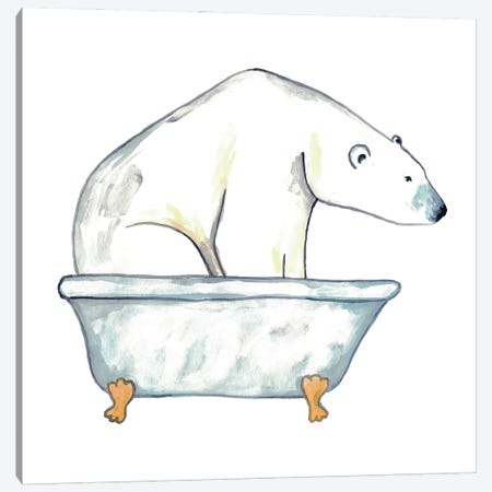 Polar Bear Bath Canvas Print #MSG95} by Maryna Salagub Canvas Wall Art