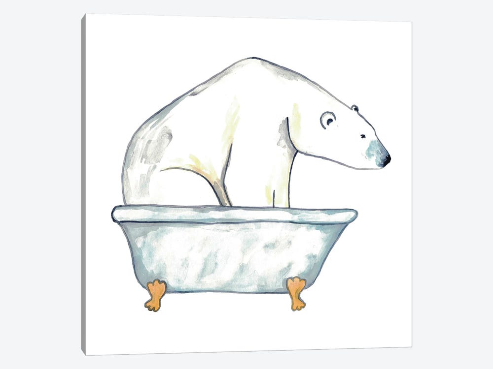 Polar Bear Bath by Maryna Salagub 1-piece Canvas Art