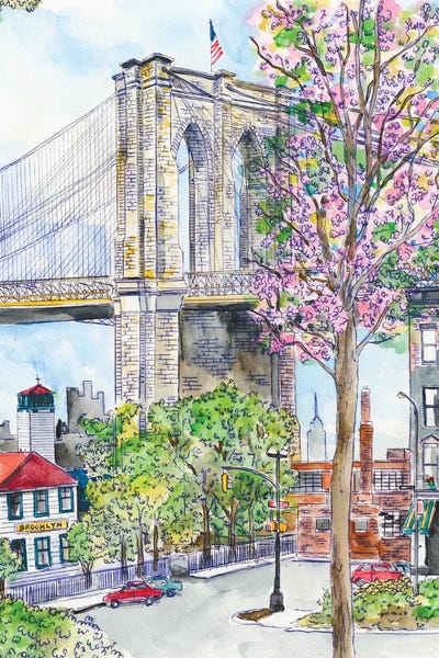 Famous Bridges: Brooklyn Bridge Spring by Michael Storrings