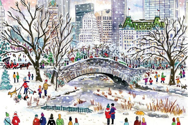 Floral & Botanical: Central Park Bridge Winter by Michael Storrings
