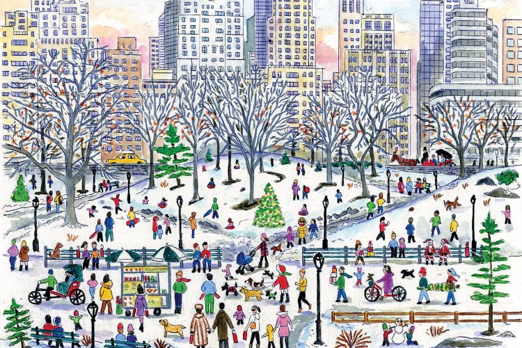 Central Park Christmas by Michael Storrings wall art