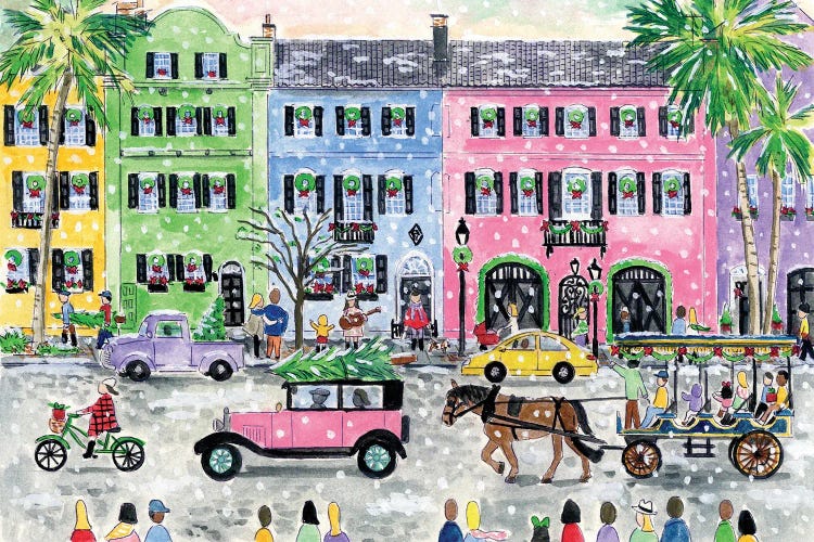 Christmas In Charleston by Michael Storrings wall art