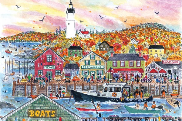 Hidden Pictures: Coastal Village by Michael Storrings