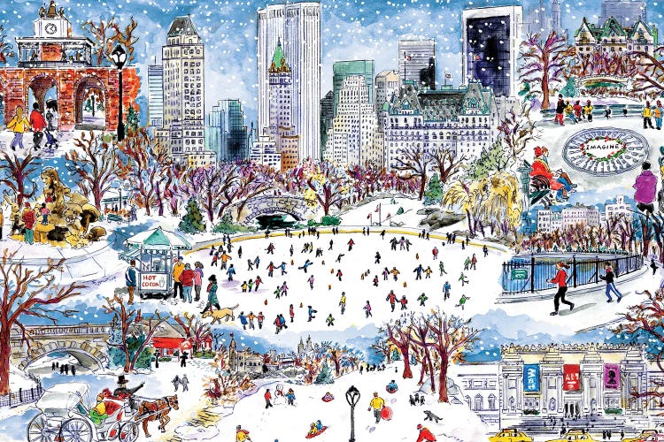 Snowfall Central Park by Michael Storrings wall art