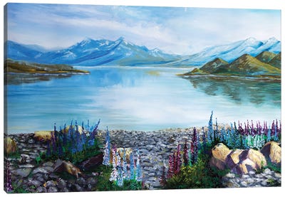 Lake Te Kapo Lupins Canvas Art Print