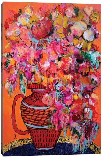 A Red Vase With A Handle Canvas Art Print