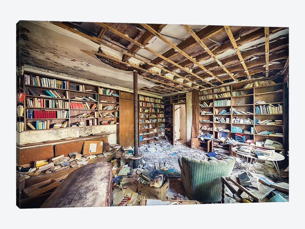 Abandoned Library by Michael Schwan 1-piece Canvas Wall Art