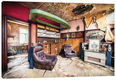 Abandoned Living Room Canvas Art Print - Dereliction Art