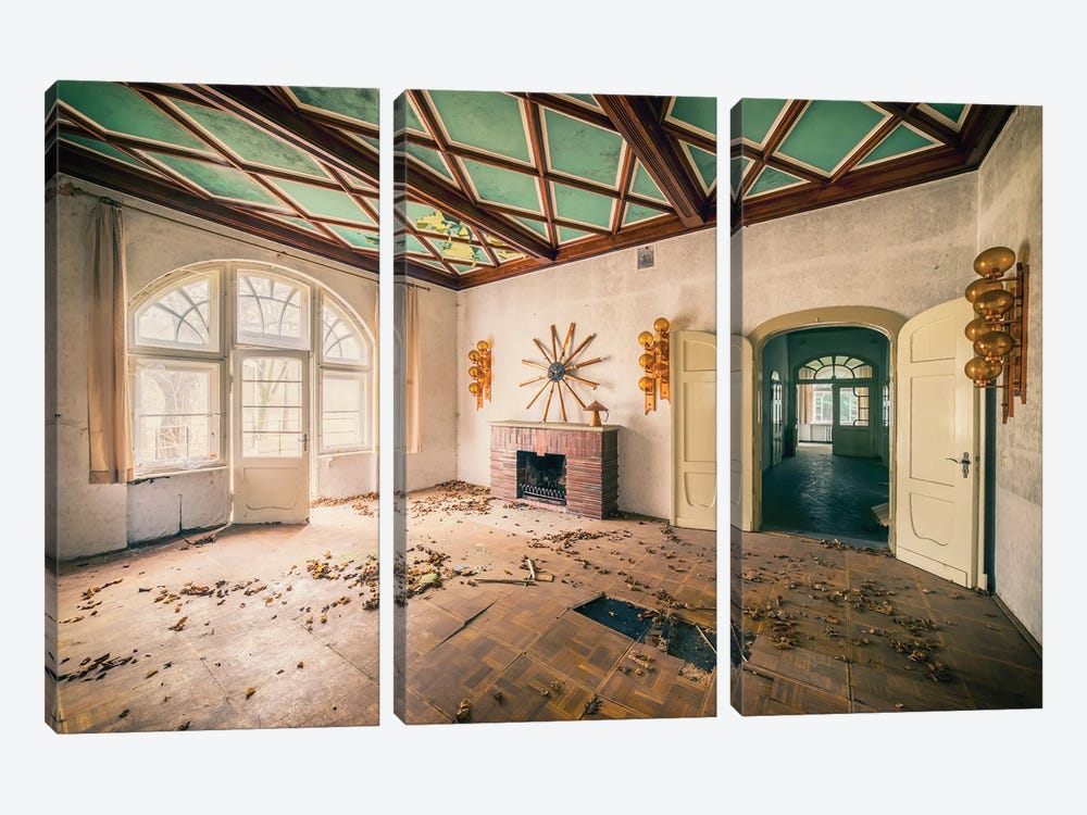 Abandoned Mid Century Modern Living Room by Michael Schwan 3-piece Canvas Artwork