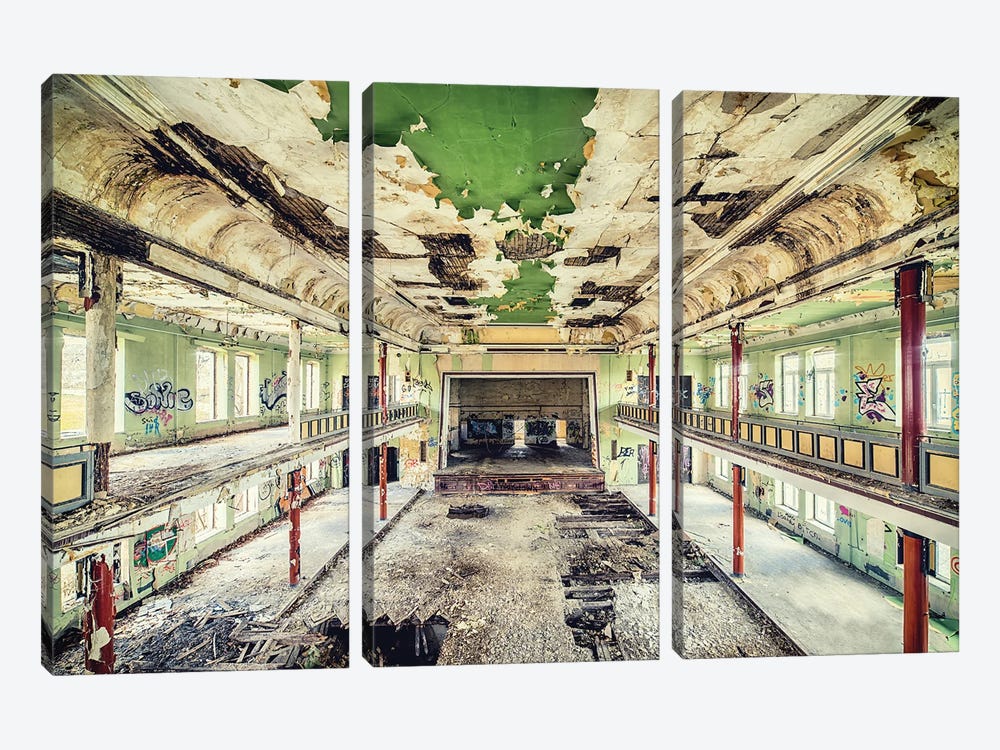 Abandoned Stage by Michael Schwan 3-piece Canvas Wall Art