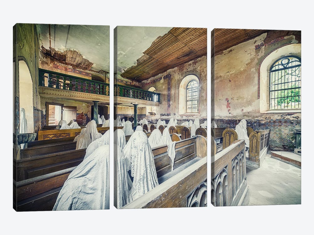 Haunted Church Pews by Michael Schwan 3-piece Canvas Art Print