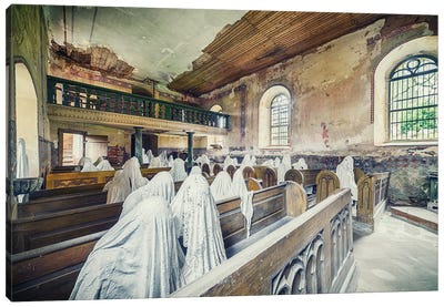 Haunted Church Pews Canvas Art Print - Dereliction Art