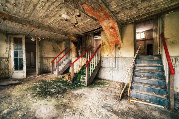 Dereliction: Red Handrails by Michael Schwan