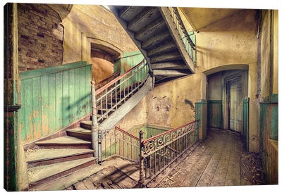 Teal Staircase Canvas Art Print - Stairs & Staircases