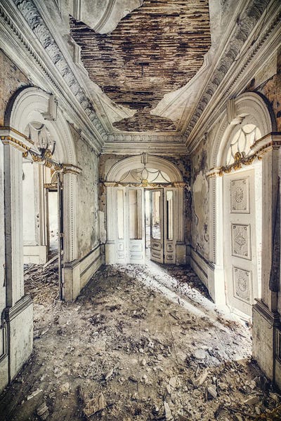 Dereliction: White And Gold Hallway by Michael Schwan