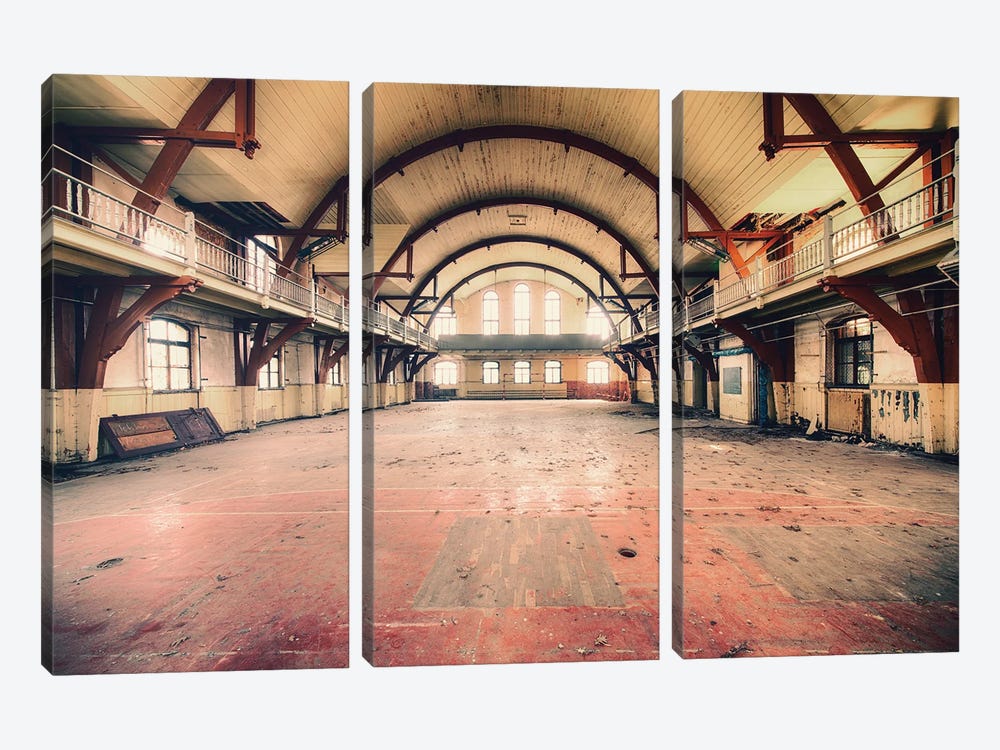 Abandoned Gymnasium by Michael Schwan 3-piece Canvas Print