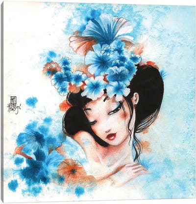 Blue Flowers Canvas Art Print - Misstigri